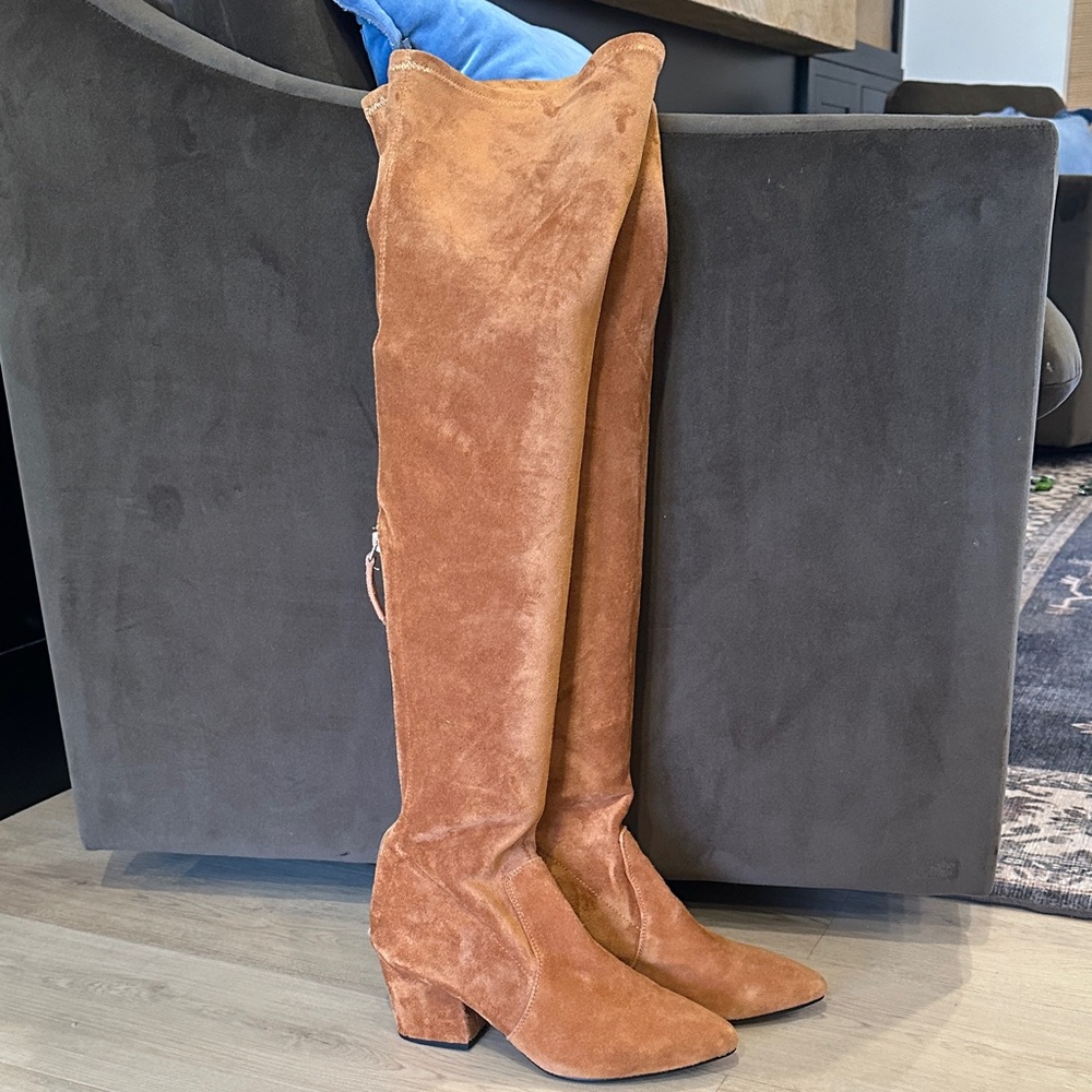 Women’s Over-the-Knee Suede Boots in Chestnut